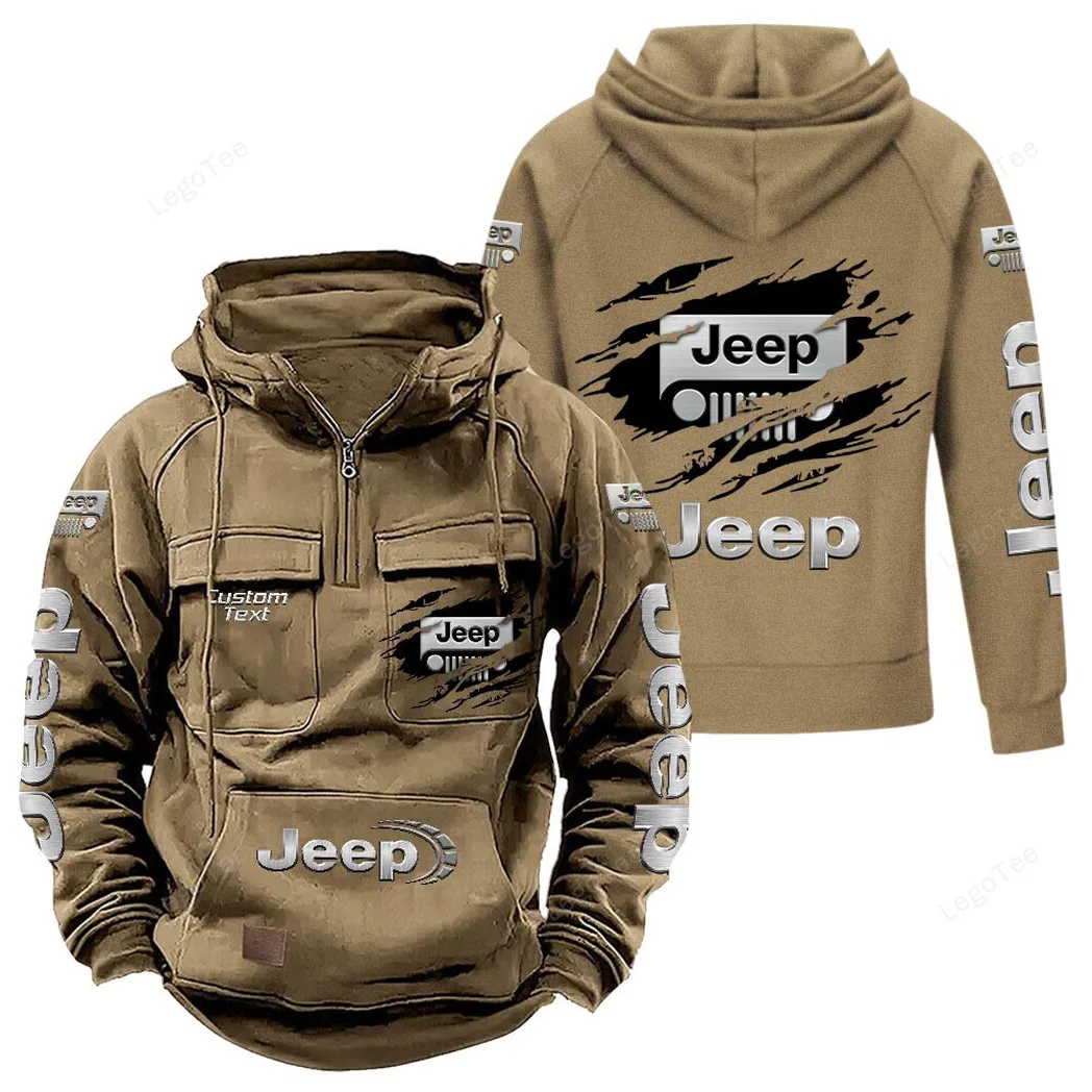 Utility 4x4 Manufacturer Tactical Quarter-Zip Hoodie, Built Tough for Riders CAR122 - Khaki