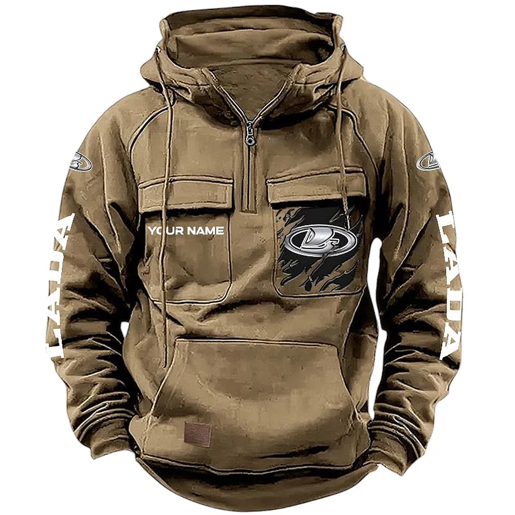 Family Car Tactical Quarter-Zip Hoodie, Rugged Performance Quarter-Zip CAR164 - Khaki