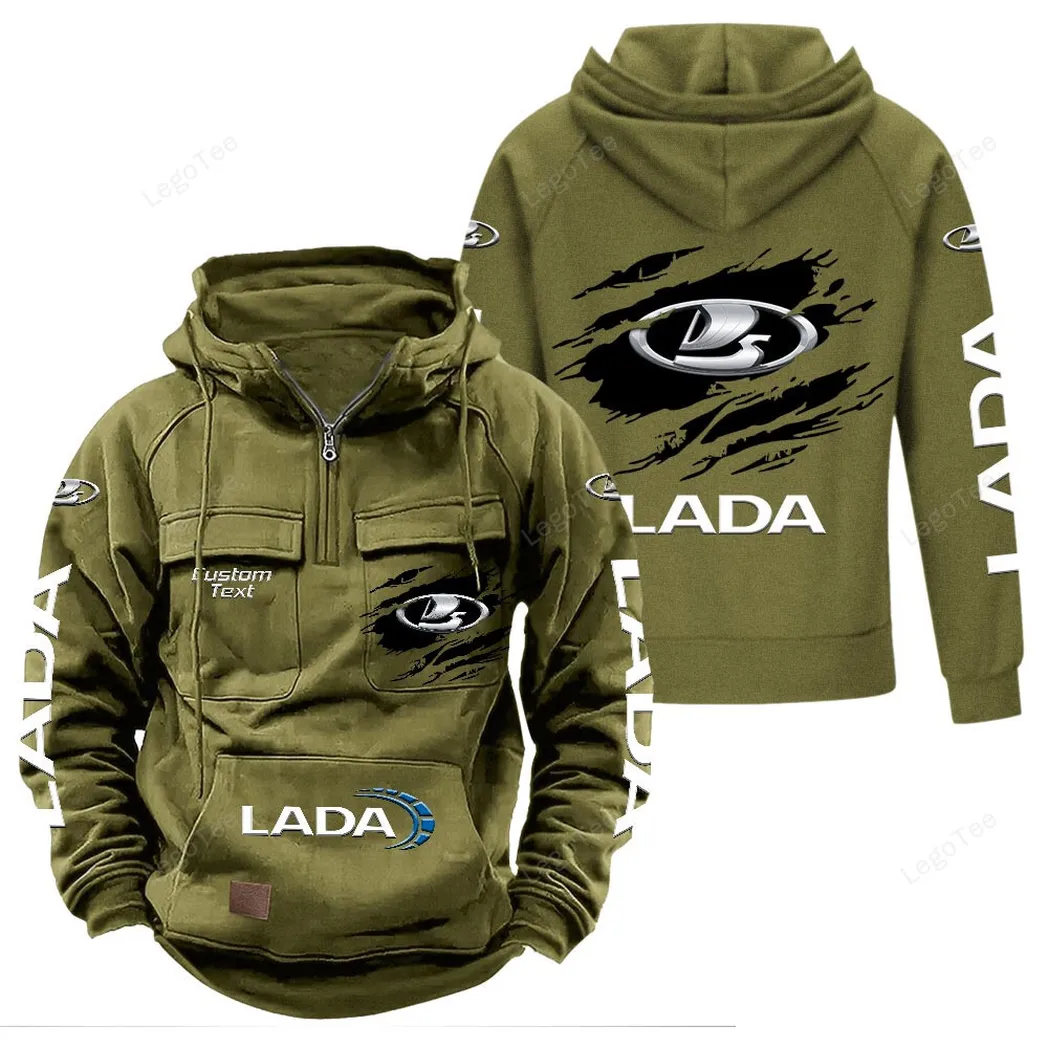 City Car Tactical Quarter-Zip Hoodie, Rugged Garage Tactical Hoodie CAR122 - Army Green