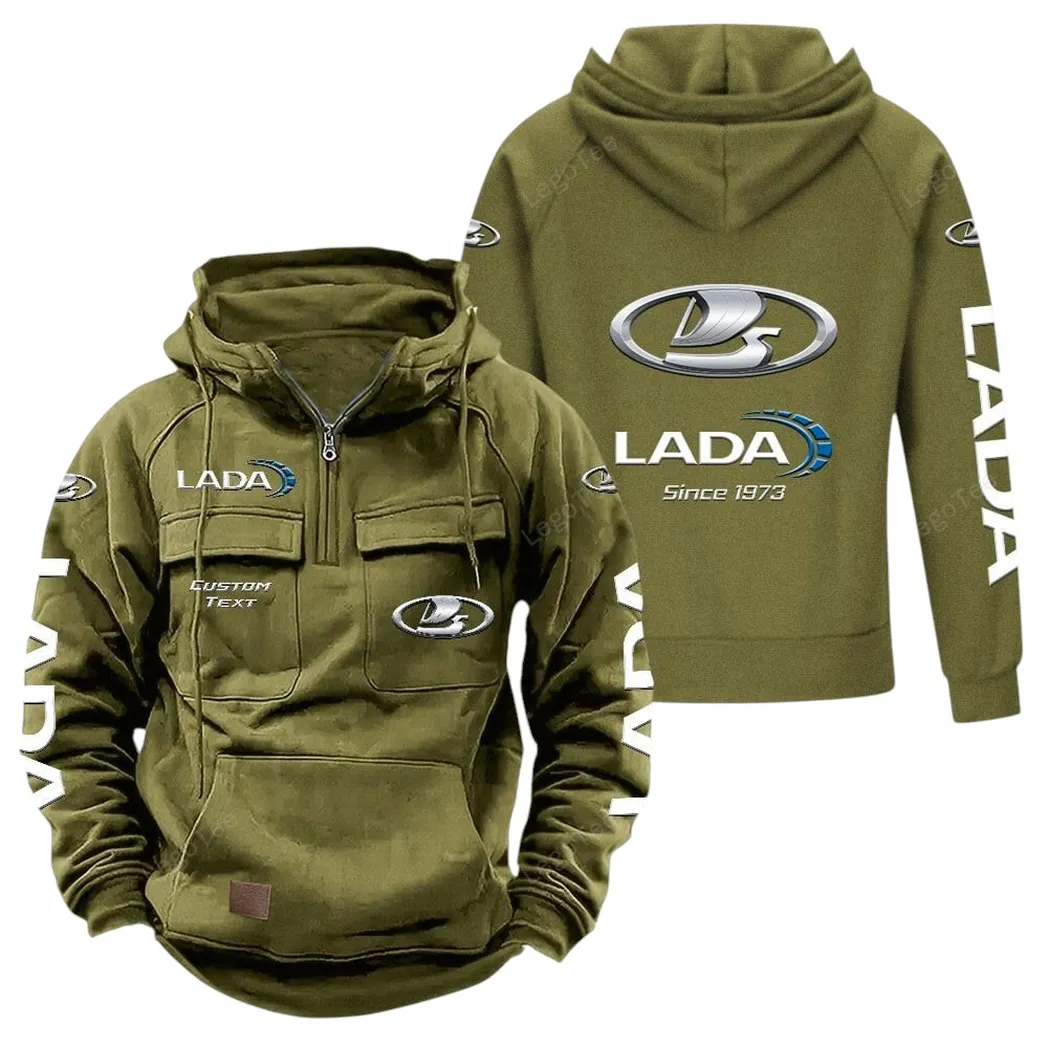 Hatchback Tactical Quarter-Zip Hoodie, Custom Gearhead Hoodie CAR960 - Army Green