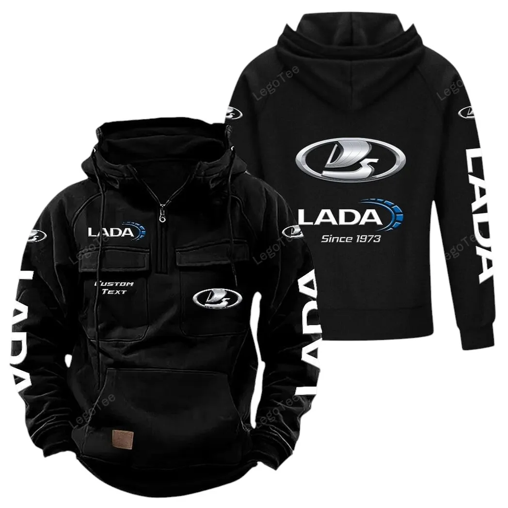 Budget Vehicle Tactical Quarter-Zip Hoodie, Custom Gearhead Hoodie CAR960 - Black