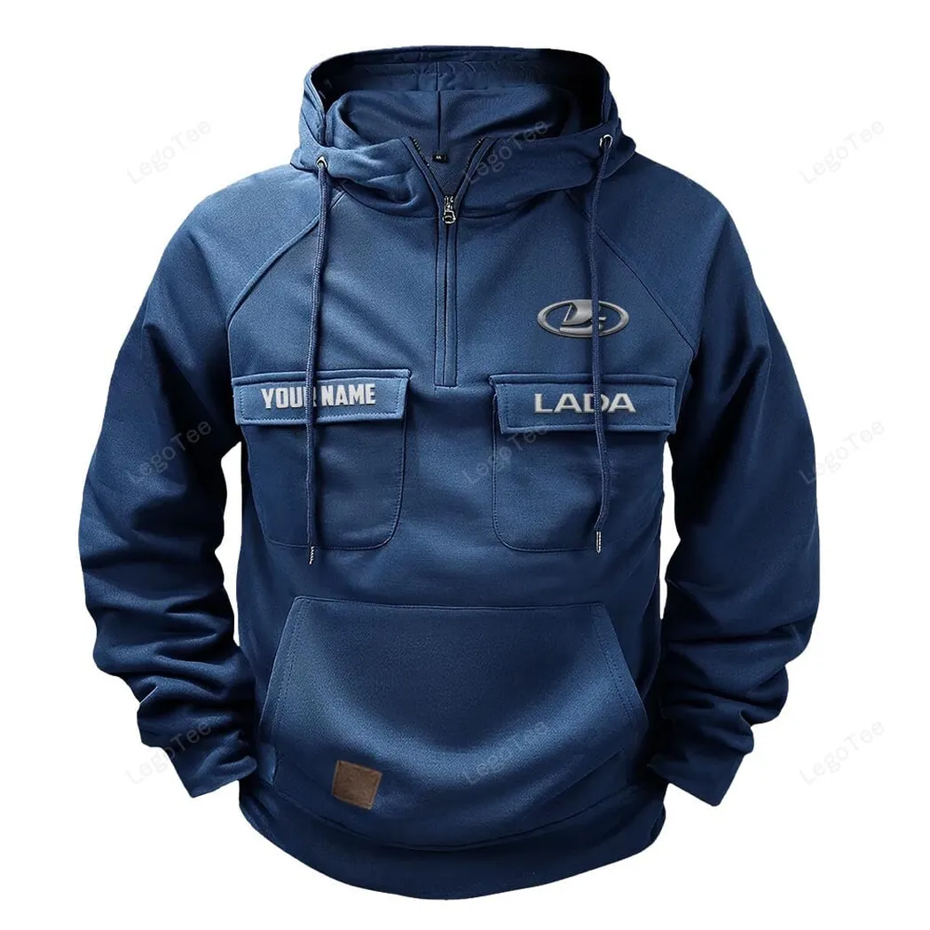 Small Auto Tactical Quarter-Zip Hoodie, Motorcycle Spirit Hoodie CAR109 - Dark Blue