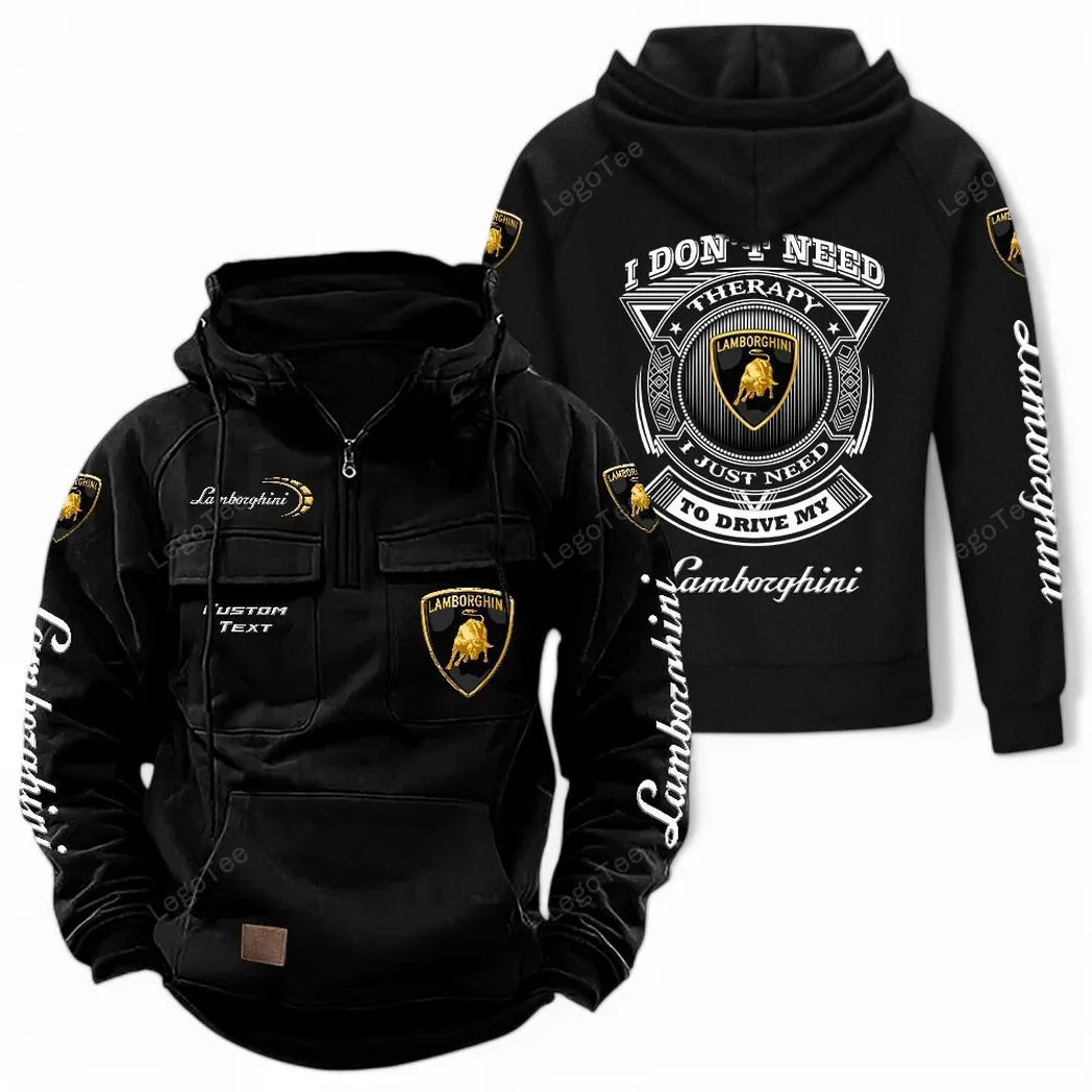 High-Performance Coupe Tactical Quarter-Zip Hoodie, Biker Lifestyle Hoodie CAR106 - Black