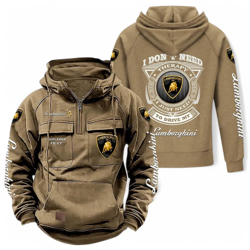Exotic Sports Car Tactical Quarter-Zip Hoodie, Street-Ready Tactical Gear CAR106 - Khaki
