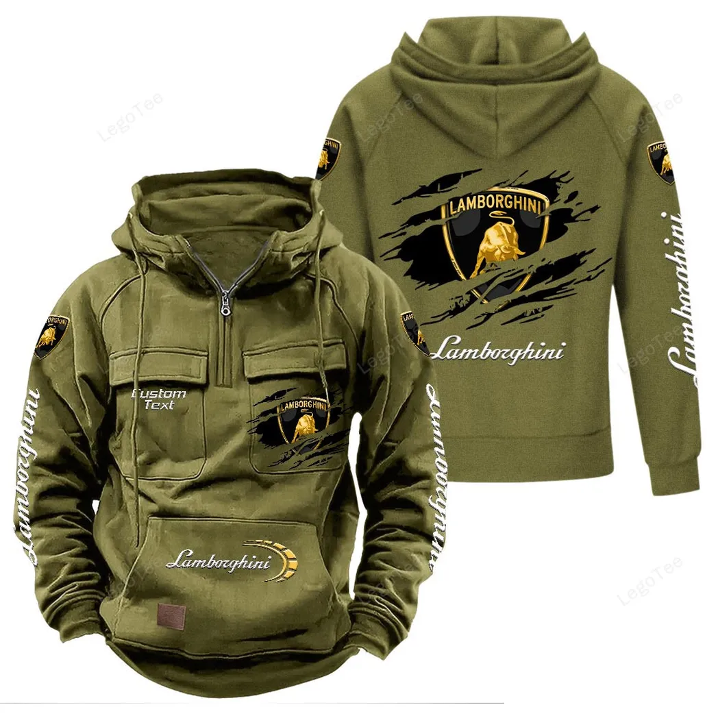 Exotic Sports Car Tactical Quarter-Zip Hoodie, Built Tough for Riders CAR122 - Army Green