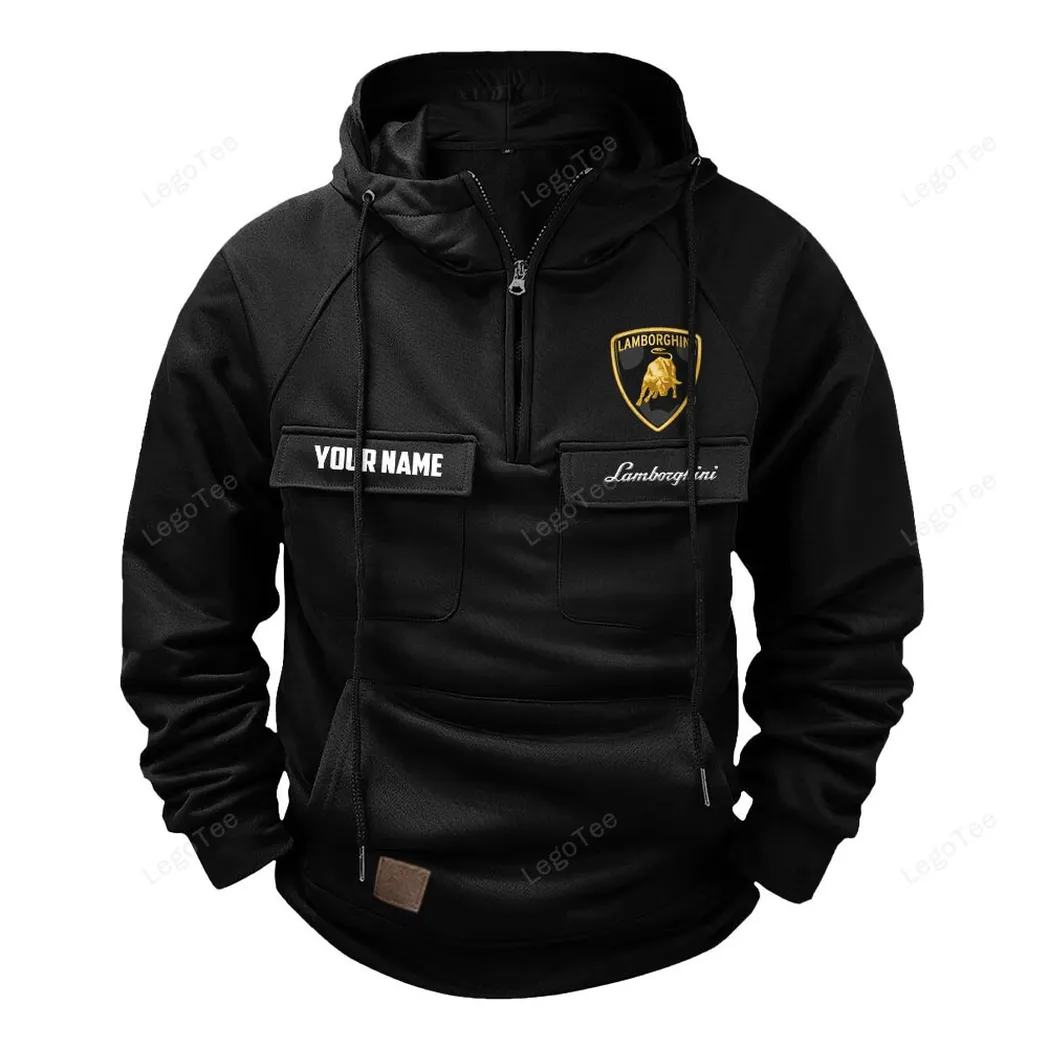 Supercar Tactical Quarter-Zip Hoodie, Biker Lifestyle Hoodie CAR109 - Black