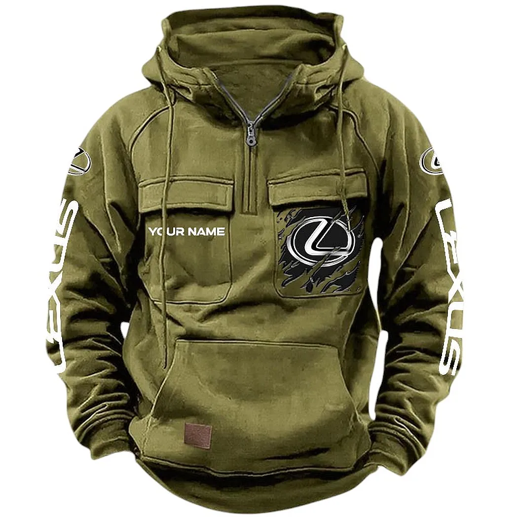 Prestige Sedan Tactical Quarter-Zip Hoodie, Custom Gearhead Hoodie CAR164 - Army Green