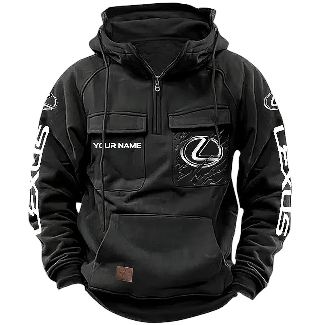 Luxury Car Tactical Quarter-Zip Hoodie, Motorcycle Spirit Hoodie CAR164 - Black
