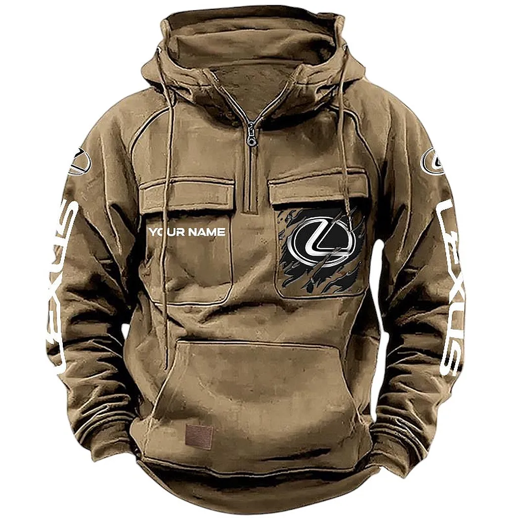 Luxury Car Tactical Quarter-Zip Hoodie, Driver's Quarter-Zip Essential CAR164 - Khaki