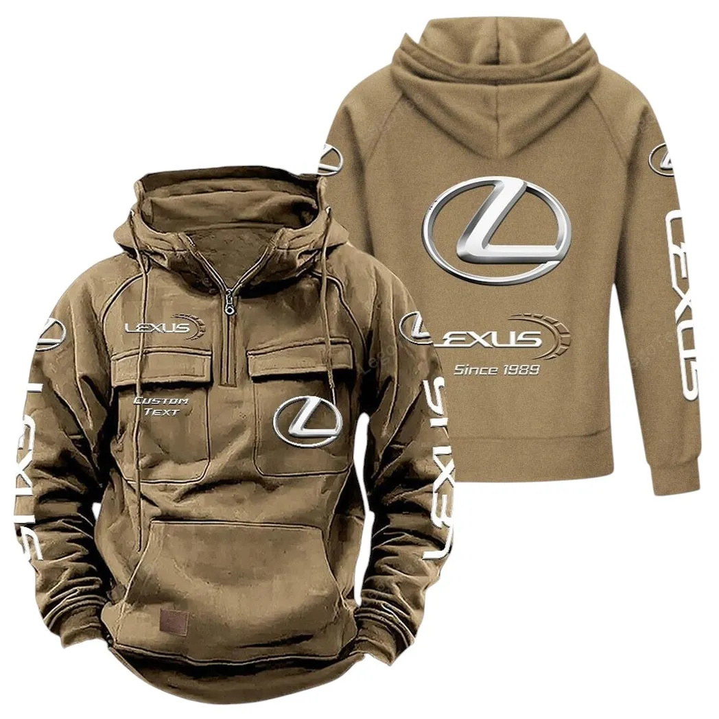 Luxury SUV Tactical Quarter-Zip Hoodie, Garage Nights Hoodie CAR960 - Khaki